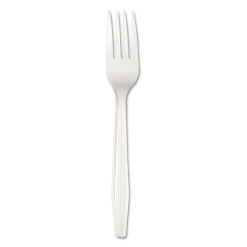 Image of Heavyweight Polystyrene Cutlery, Fork, White, 1000/Carton