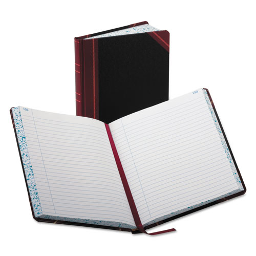 Account Record Book, Record-Style Rule, Black/Red/Gold Cover, 9.25 x 7.31 Sheets, 300 Sheets/Book