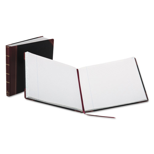 Extra-Durable Bound Book, Single-Page Record-Rule Format, Black/Maroon/Gold Cover, 14.94 x 12.5 Sheets, 300 Sheets/Book