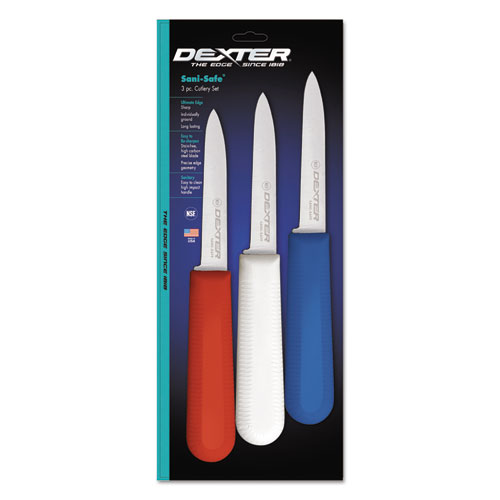 Dexter® SaniSafe 3Pack S104 Paring Knives, HighCarbon Steel, Polypropylene, 3 1/4" National
