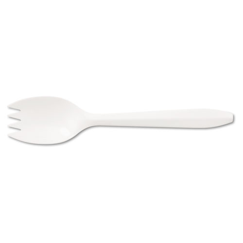 Image of Mediumweight Polypropylene Cutlery, Spork, White, 1000/Carton