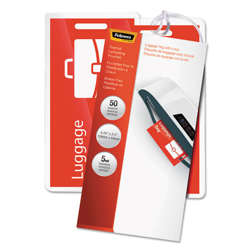 Image of Laminating Pouches, 5 mil, 4.25" x 2.5", Gloss Clear, 25/Pack