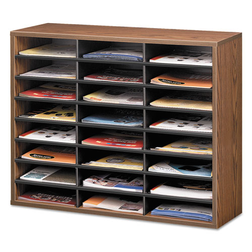 Image of Literature Organizer, 24 Letter Compartments, 29 x 11.88 x 23.44, Medium Oak
