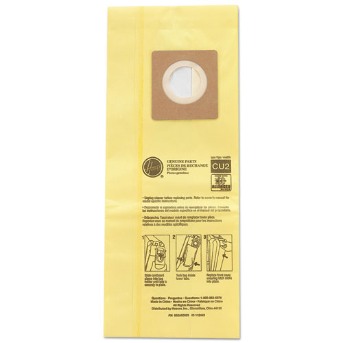 Hoover® Commercial Hushtone Vacuum Bags, Yellow, 10/Pack