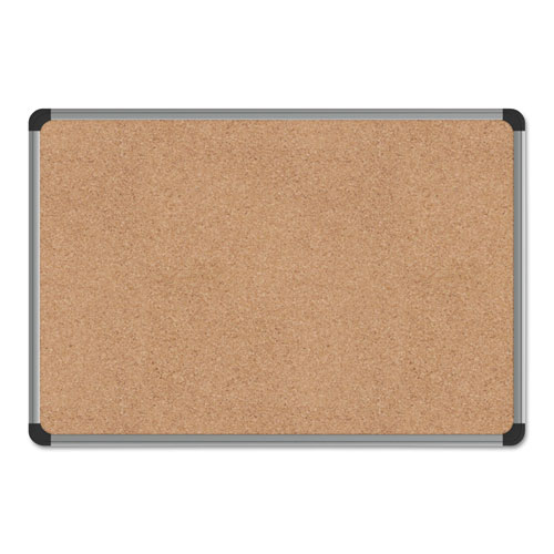 Image of Universal® Cork Board With Aluminum Frame, 24 X 18, Tan Surface