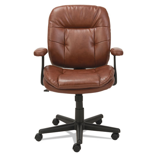 SWIVEL/TILT LEATHER TASK CHAIR, SUPPORTS UP TO 250 LBS., CHESTNUT BROWN SEAT/CHESTNUT BROWN BACK, BLACK BASE