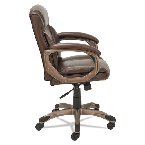 ALERA VEON SERIES LOW-BACK LEATHER TASK CHAIR, SUPPORTS UP TO 275 LBS., BROWN SEAT/BROWN BACK, BRONZE BASE