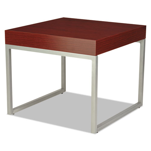 Alera® Occasional Corner Table, 23 5/8w x 23 5/8d x 20h, Mahogany/Silver