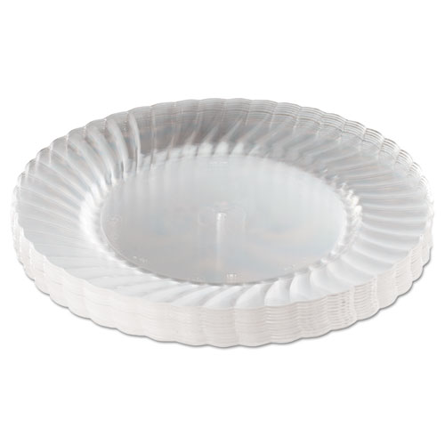 Classicware Plastic Plates, 9" dia, Clear, 12 Plates/Pack