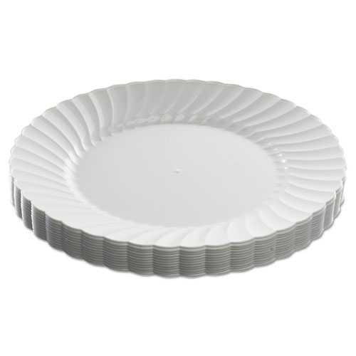Classicware Plastic Dinnerware, Plates, 9" dia, White, 12/Bag, 15 Bags/Carton