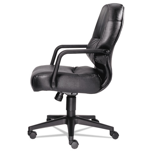 Image of Hon® Pillow-Soft 2090 Series Leather Managerial Mid-Back Swivel/Tilt Chair, Supports 300 Lb, 16.75" To 21.25" Seat Height, Black