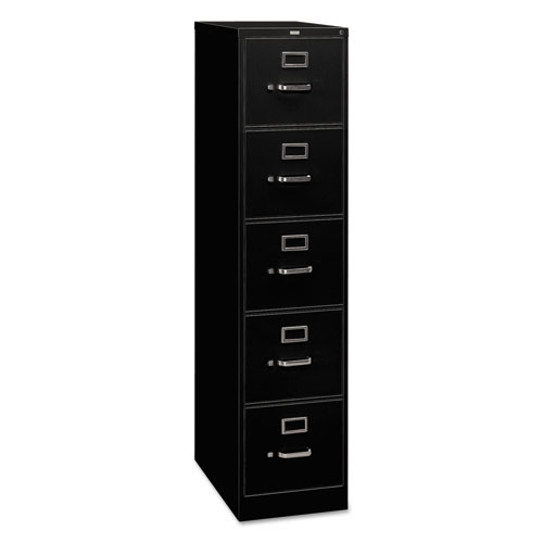 310 Series Five-Drawer Full-Suspension File, Letter, 15w x 26.5d x 60h, Black | by Plexsupply