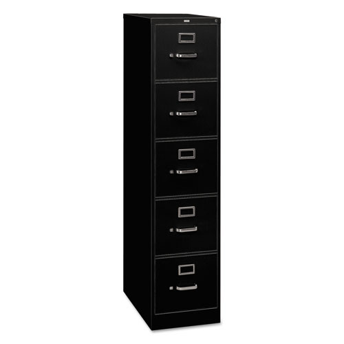 HON® 310 Series Vertical File, 5 Legal-Size File Drawers, Black, 18.25" x 26.5" x 60"