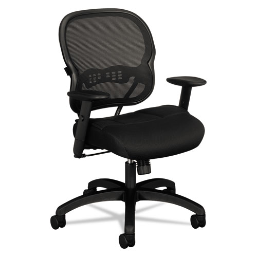 Wave Mesh Mid-Back Task Chair, Supports up to 250 lbs., Black Seat/Black Back, Black Base | by Plexsupply