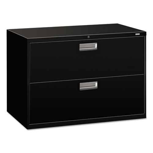 Image of Hon® Brigade 600 Series Lateral File, 2 Legal/Letter-Size File Drawers, Black, 42" X 18" X 28"