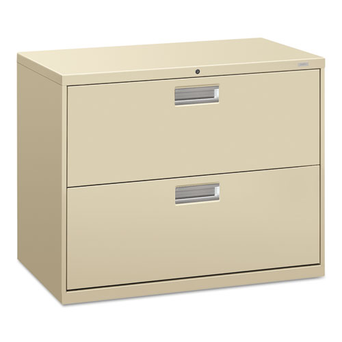 HON® Brigade 600 Series Lateral File, 2 Legal/Letter-Size File Drawers, Putty, 36" x 18" x 28"
