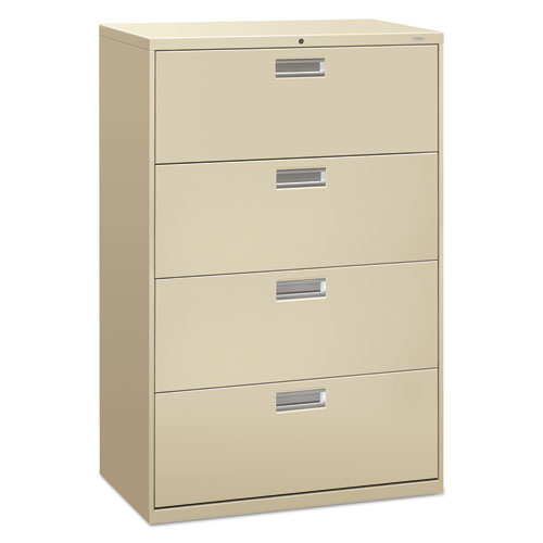 600 Series Four-Drawer Lateral File, 36w x 18d x 52.5h, Putty