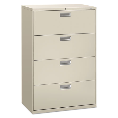 HON® Brigade 600 Series Lateral File, 4 Legal/Letter-Size File Drawers, Light Gray, 36" x 18" x 52.5"