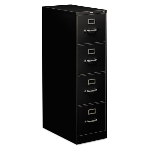 HON® 310 Series Vertical File, 4 Letter-Size File Drawers, Black, 15" x 26.5" x 52"