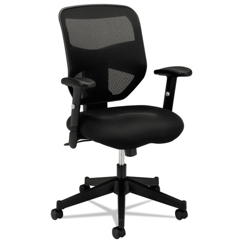VL531 Mesh High-Back Task Chair with Adjustable Arms, Supports up to 250 lbs., Black Seat/Black Back, Black Base