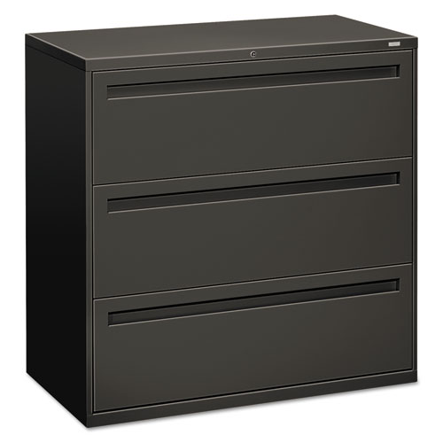 Brigade 700 Series Lateral File, 3 Legal/Letter-Size File Drawers, Charcoal, 42" x 18" x 39.13"