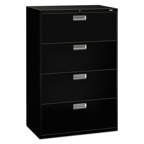 600 Series Four-Drawer Lateral File, 36w x 18d x 52.5h, Black