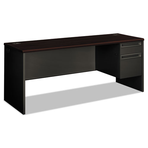 38000 Series Right Pedestal Credenza, 72w x 24d x 29.5h, Mahogany/Charcoal | by Plexsupply