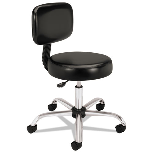 Adjustable Task/Lab Stool, Supports Up to 250 lb, 17.25" to 22" Seat Height, Black Seat/Back, Steel Base