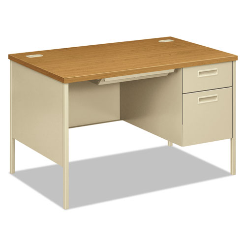HON® Metro Classic Series Right Pedestal Desk, 48" x 30" x 29.5", Harvest/Putty