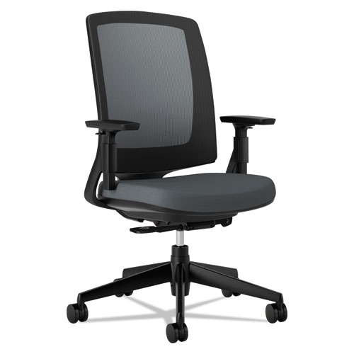 LOTA SERIES MESH MID-BACK WORK CHAIR, SUPPORTS UP TO 250 LBS., CHARCOAL SEAT/CHARCOAL BACK, BLACK BASE