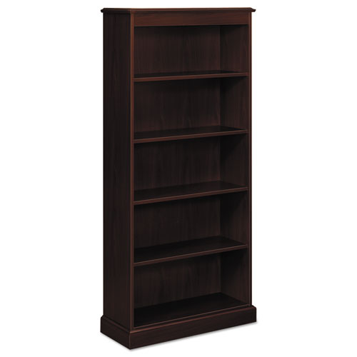 94000 Series Five-Shelf Bookcase, 35.75w x 14.31d x 78.25h, Mahogany