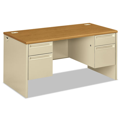 Image of 38000 Series Double Pedestal Desk, 60" x 30" x 29.5", Harvest/Putty