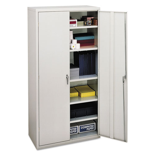 Assembled Storage Cabinet, 36w x 18 1/8d x 71 3/4h, Light Gray | by Plexsupply