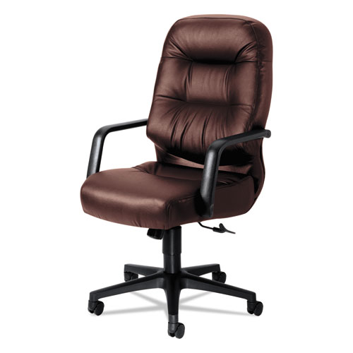 Pillow-Soft 2090 Series Executive High-Back Swivel/Tilt Chair, Supports up to 300 lbs., Burgundy Seat/Back, Black Base | by Plexsupply
