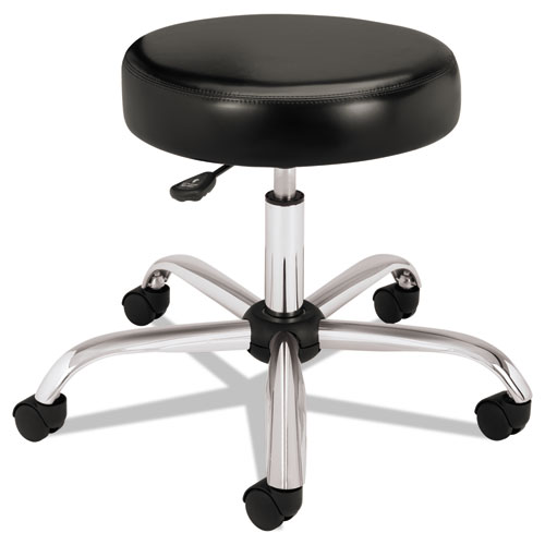 Hon® Adjustable Task/Lab Stool, Backless, Supports Up To 250 Lb, 17.25" To 22" Seat Height, Black Seat, Steel Base