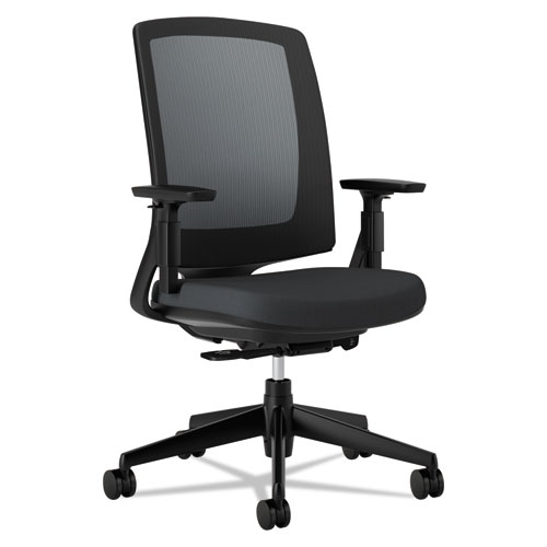LOTA SERIES MESH MID-BACK WORK CHAIR, SUPPORTS UP TO 250 LBS., BLACK SEAT/BLACK BACK, BLACK BASE