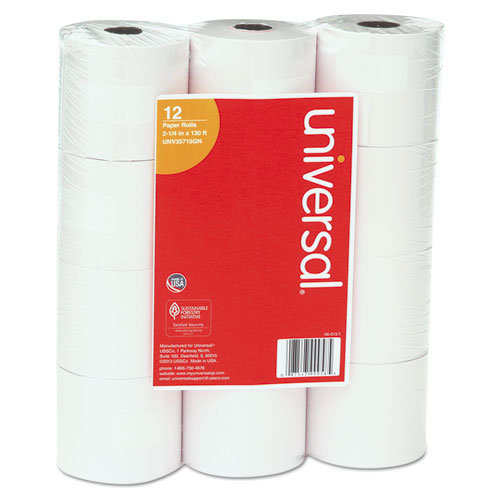 Impact & Inkjet Print Bond Paper Rolls, 0.5" Core, 2.25" x 130 ft, White, 12/Pack | by Plexsupply