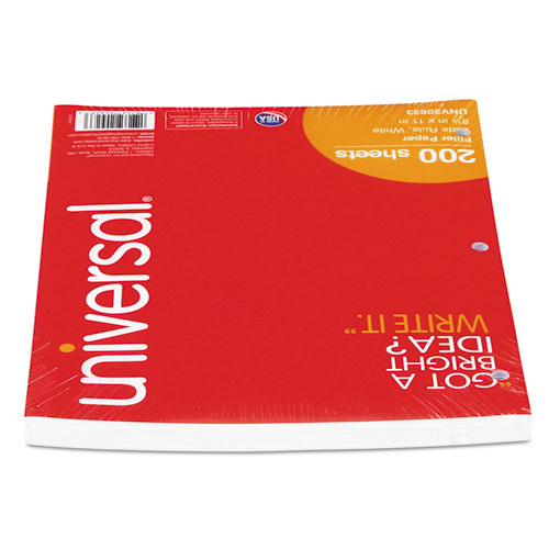Image of Universal® Filler Paper, 3-Hole, 8.5 X 11, Wide/Legal Rule, 200/Pack