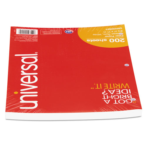 Image of Universal® Filler Paper, 3-Hole, 8.5 X 11, Medium/College Rule, 200/Pack