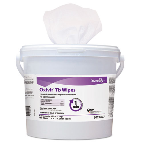Diversey™ Oxivir TB Disinfectant Wipes, 6 x 7, White, 160/Bucket, 4