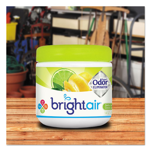 Image of Bright Air® Super Odor Eliminator, Zesty Lemon And Lime, 14 Oz Jar, 6/Carton
