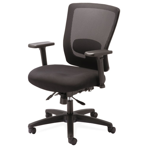 ALERA ENVY SERIES MESH MID-BACK MULTIFUNCTION CHAIR, SUPPORTS UP TO 250 LBS., BLACK SEAT/BLACK BACK, BLACK BASE