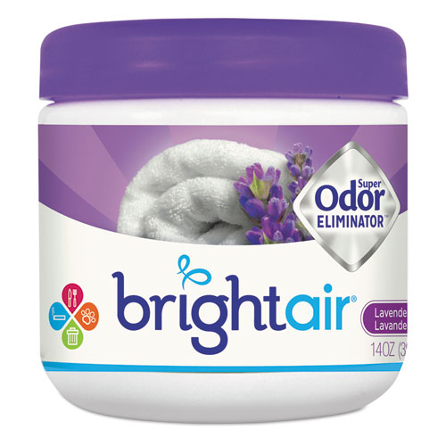 Bright Air® Super Odor Eliminator, Lavender And Fresh Linen, Purple, 14 Oz Jar, 6/Carton