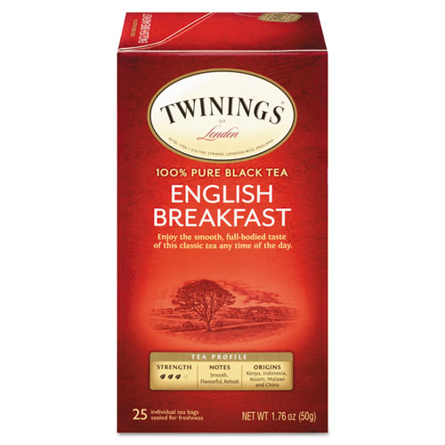TWININGS® Tea Bags, English Breakfast, 1.76 oz, 25/Box