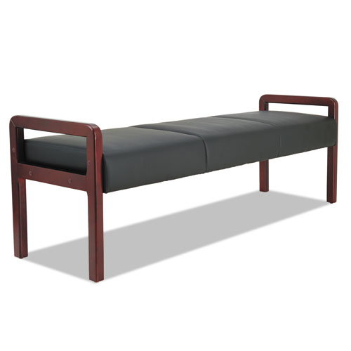 Alera Reception Lounge WL Series Bench, 65.75w x 22.25d x 22.88h, Black/Mahogany | by Plexsupply