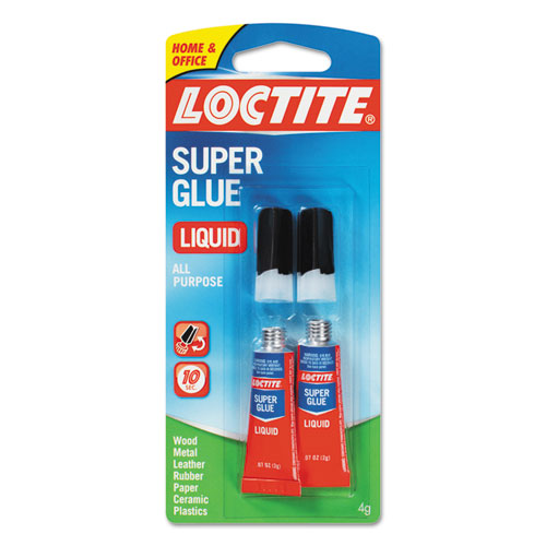 Image of Loctite® Super Glue Liquid Tubes, 0.07 Oz, Dries Clear, 2/Pack