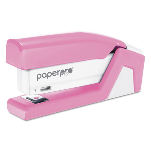 InCourage Spring-Powered Compact Stapler with Antimicrobial Protection, 20-Sheet Capacity, Pink/Gray