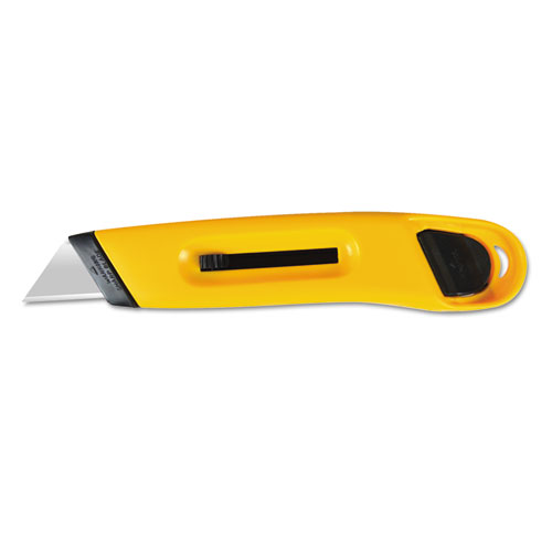 Image of Plastic Utility Knife with Retractable Blade and Snap Closure, Yellow