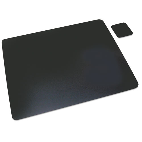 Artistic® Leather Desk Pad With Coaster, 19 X 24, Black