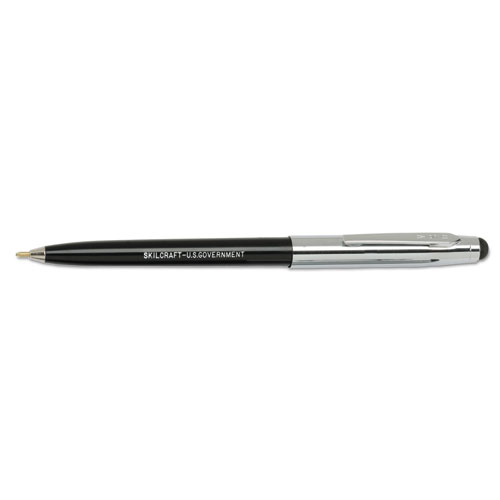 7520016438194 SKILCRAFT Combo Ballpoint Pen/Stylus, Retractable, Medium 1 mm, Black Ink, Black/Silver Barrel